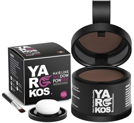 Yargkos Hairline Shadow Powder, Middle Brown, Root Touch Up Powder for Instantly Gray Hair Cover Up, Women Color Root Coverage for Thinning Grey, Mens Roots Concealer for Hair Loss Beard Line, #2