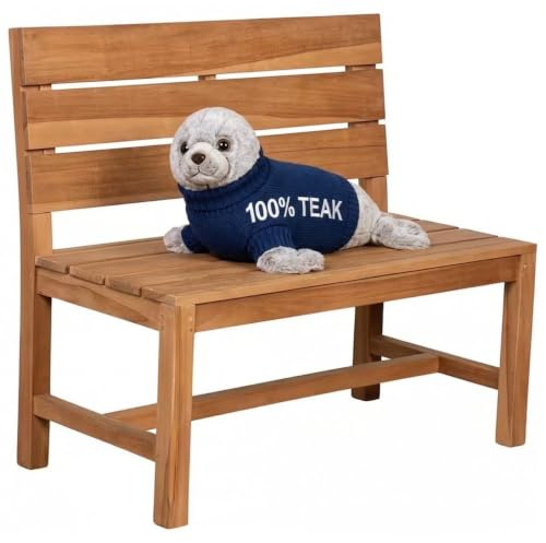 Mr. DEKO® Trädgårdsbänk Lewes Teak 100 cm utan armstöd | Robust 2-sitsig träbänk B 100 cm x H 92 cm x D 54 cm | Parkeringsbänk för avkoppling