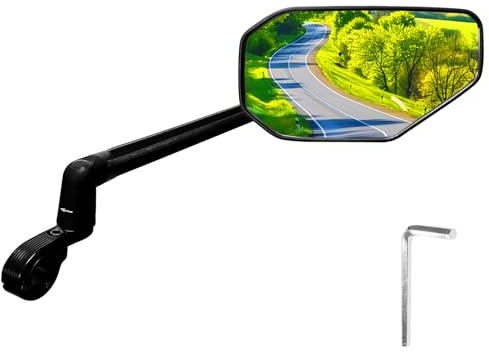 Homieway Cykelspegel, ny vikbar cykelbackspegel, justerbar spegelspak, HD-cykelspegel av äkta glas, 360° vridbar stor elsparkcykel, spegel för elcykelstyre, höger (22,2–25,4 mm).