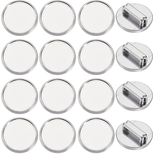 SUNNYCLUE 1 caja de 48 cuentas Deslizantes Plateadas con Base de Cabujón, Bandeja de Bisel Redonda En Blanco, Cuentas Deslizantes Pequeñas de Aleación de Metal de 8mm para Hacer Joyas, Manualidades, P