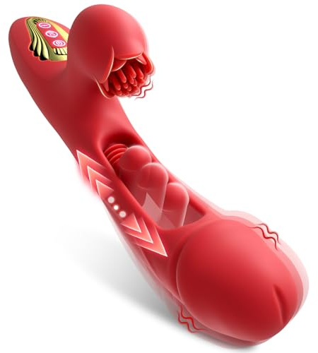 Thrusting Dildo Vibrator Adult Toys for Women - G Spot Dildos Clitoral Stimulator Rose Toy with 9 Internal Thrusting & Vibration Modes, Realistic Dildo Rabbit Vibrator Sex Toys for Female Pleasure