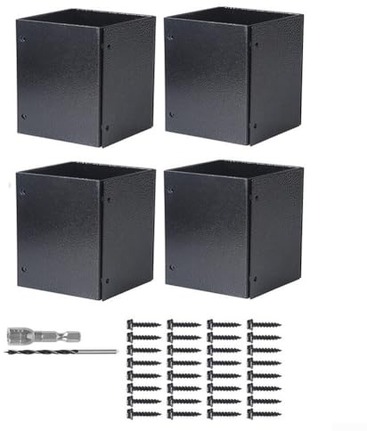 Lot de 4 protecteurs de colonne résistants aux intempéries pour boîte aux lettres et clôture avec design réglable en quatre parties et traitement anti-rouille
