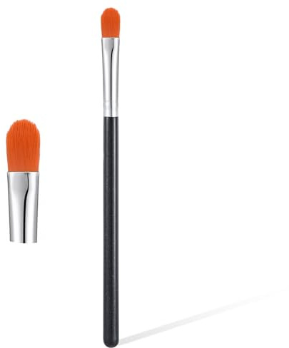 1 Pcs Flat Rounded Concealer Brush, Extra Flat Eyebrow Brush & Eye Shadow Primer Applicator, Soft Dense Synthetic Small Makeup Brushes for Blending Cream Liquid Powder