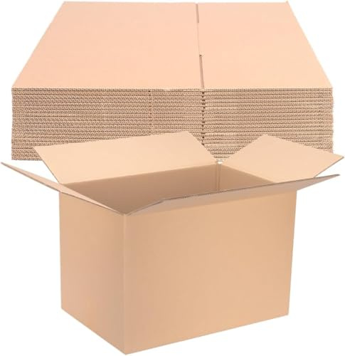 Fraktkartong/flaskkartong/vikbar kartong 2-vågig 248 × 223 × 265 mm (inre mått) – otryckt, brun – stabil kartong, stapelbar – 10 stycken