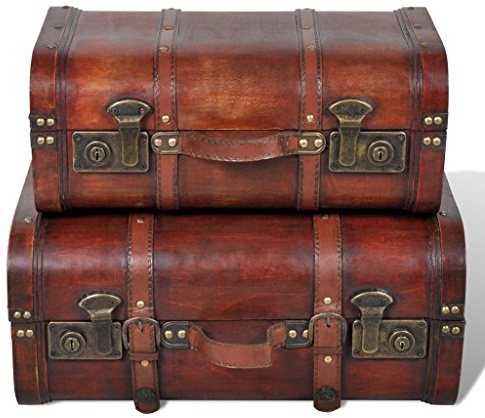 Festnight Bauli Vintage Arredo Set Bauli Vintage in Legno 2pz