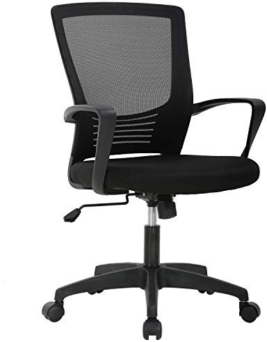 T-LoVendo - Silla de Oficina o Escritorio ergonómica con Soporte Lumbar y Respaldo de Malla Transpirable. Altura Regulable. Giratoria