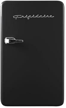 Frigidaire Retro Compact Refrigerator with Chiller, 3.2 cu ft Countertop Fridge, Built-In Bottle Opener, Rounded Corners, Premium, for Office, Bedroom, Dorm Room, Cabin, 18.5D x 20W x 31.5H (Black)