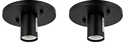 Sunlite 41606 Decorative Lamp Holder Light Fixture, 2-Pack, Medium Base (E26), 60 Watt Max (Bulb Not Included), Indoor Use, Steel Construction, Matte Black Finish, ETL Listed for Damp Location Use