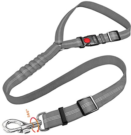 Hunde Sicherheitsgurt Einstellbar Hundegurt mit Elastischer Dämpfung und Reflektierenden Grau Kopfstützen Anschnallgurt für Alle Hunderassen Katzen