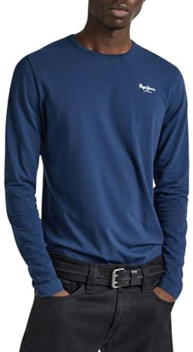 Pepe Jeans Original Basic Camiseta para Hombre Slim Fit Manga Larga Azul, M