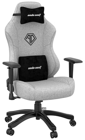 Anda Seat Phantom 3 Grande Chaise Gaming en Tissue Gris – Fauteuil Gaming Adulte, Accoudoirs Réglables 2D, Grande Coussins pour la Tête et Les Lombaires – Chaise Gaming Ergonomique pour La Bureau