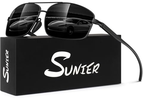 Sunier Lunettes de Soleil Polarisées Homme Alliage UV400 Al-Mg de haute qualité Ultralégères Verres Conduite Pêche