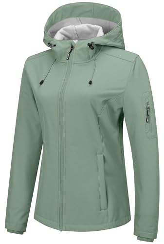 Outdoor Ventures Women's Softshell Jacket Fleece Lined Waterproof Rain Coat