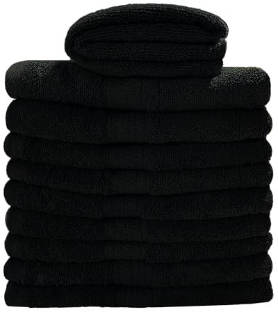 Myooka Badetuch-Set 4 Stück 600 G/m² 100% Frottee-Baumwolle Hochwertige Handtücher Sehr Saugfähig Für Badezimmer Dusche Täglichen Gebrauch – Maschinenwaschbar (50 X 100 cm, Schwarz)