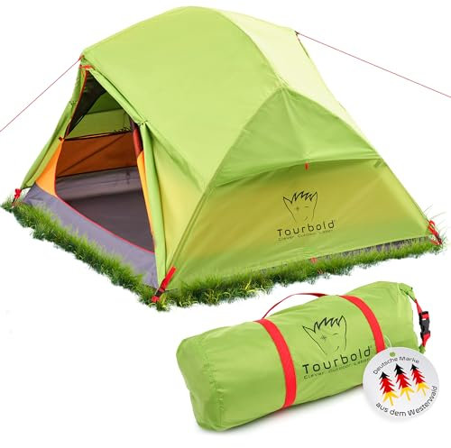 Tourbold Zelt 2 Personen | Tourbude II | kleines Packmaß | Ultraleicht | wasserdicht | großes Innenzelt | Doppelschichtzelt | Trekking | Radfahren | Kanutour | Festival | Camping
