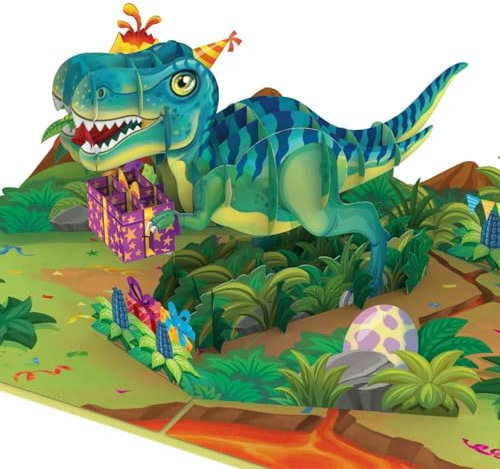 papercrush® Pop-Up Karte Dinosaurier - Lustige 3D Geburtstagskarte für Kinder, Glückwunschkarte nutzbar als Einladungskarte zum Kindergeburtstag von Jungen und Mädchen, Mitgebsel für Dinoparty