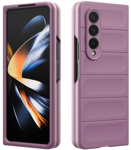 Silicone Case for Samsung Galaxy Z Fold 4, Silky-Hard Touch Cover, Anti-Scratch Phone Case, Shockproof Full Body Protective Case with Camera Protection (Purple)