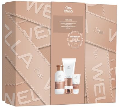 Wella Fusion Geschenkset – Professionelle Haarpflege für geschädigtes Haar von Wella Professionals – Shampoo + Conditioner + Haarmaske (250 + 200 + 75 ml)