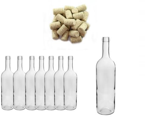 made in home - Lot de 24 bouteilles de vin bordeaux 750 ml blanches + bouchons cylindriques