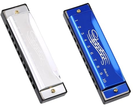 2 Piezas De Armónica De 10 Hoyos, Con 2 Piezas De Caja De Almacenamiento, Instrumentos De Juego, Armónica De Metal, Armónica Infantil, Juguetes Para Niños.