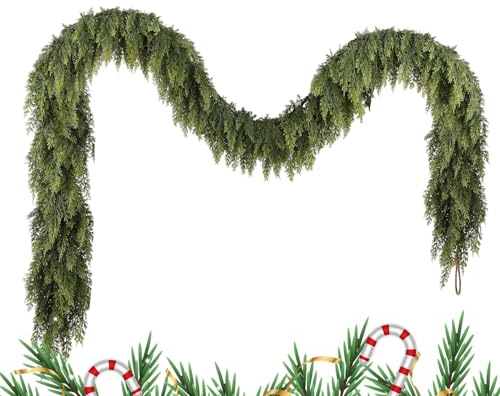 Garland de Cedro Falso | Ghirlanda Verde Artificial para Invierno: Decoraciones navideñas, artículos para Fiestas internas Paredes de Sala de Estar externas atmósfera