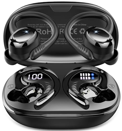 Wireless Earbuds Sport, 2025 3D-Stereo Bluetooth 5.4 Headphones Deep Bass Ear Buds, 4 ENC Noise Cancelling Mic Earphones Running, 50+Hrs USB-C IP-X7 Waterproof Headset Android iOS for Workout Gym