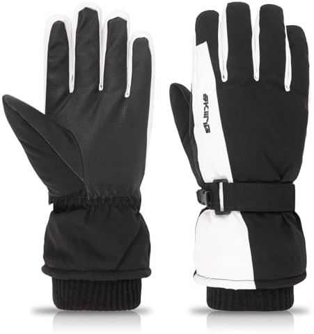 QKURT Winter Ski Gloves, Snow Waterproof Windproof Grey Mittens Warm Non Slip Snowboard Mittens Men Women Touchscreen Outdoor Activities Gloves Cold Weather Thermal Glove Soft Fleece Lining Glove