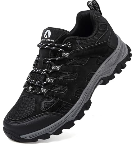 Unitysow Hiking Boots Men’s Women’s Walking Shoes Trainers Low Rise Trekking Climbing Shoes Outdoor Backpacking Camping Sneaker,Black,5 UK