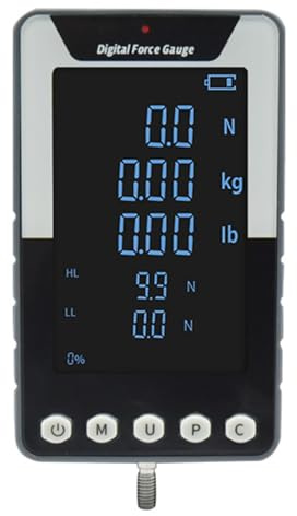 Digital Force Gauge 5-500N, Push Pull Tester with Large Screen Display, 5 Probes, 3 Measurement Units (N/Kg/Lb), Accuracy 0.5%, Ideal for Compression and Tensile Testing