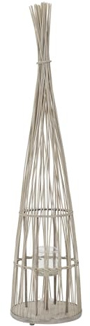 ECD Germany Lykta i Bambu 150 cm med Handtag, Glasinsats och LED Ljus­slinga, Boho Stormlykta i Flätad Bambu Träfärg, Ljushållare för Inomhus och Utomhus Dekoration för Trädgård Balkong och Vardagsrum