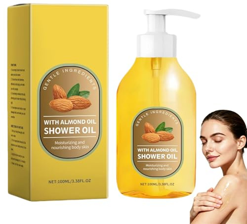 Nourishing Almond Shower Oil, Almond Oil Nourishing Hydrating, Moisturizing Treatment Oils for Tightening After Shower, Dry Skin-Deep Hydration Formulas for After Showers, Silking Body Oils. (1PCS)