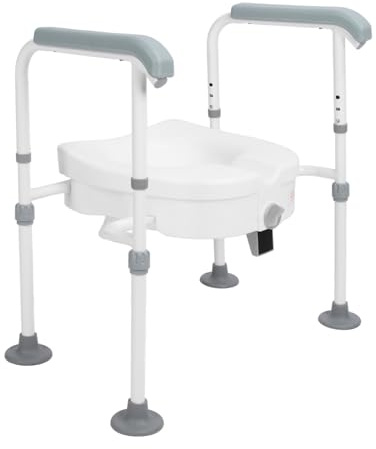 Eminchu Upphöjd Toalettsitsförhöjning med Handtag Stabil Design Höftskydd för Seniorer Gravid Kvinna Rostfritt Stål