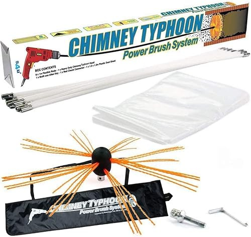 S4U® - Juego de limpieza para chimenea Chimney Typhoon con accionamiento eléctrico (5 m, 6 m, 7 m, 8 m, 9 m, 10 m, 11 m, 12 m, 13 m, 14 m, 15 m y 20 m con todos los repuestos disponibles), 20 Metre