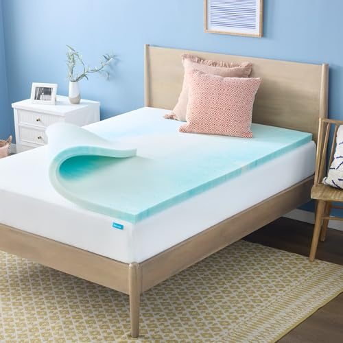 Linenspa Madrassdyna gel Swirl Memory Foam topp, skum, blå, Kalifornien King