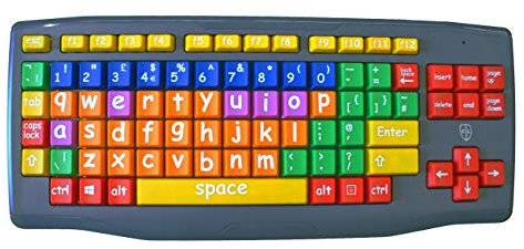 Easy2Use Large Key Large Print Lower Case Coloured Kids Keyboard USB Connector