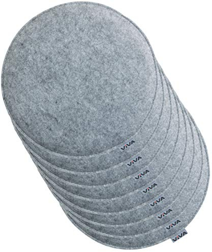 Brandsseller Juego de 8 Cojines de Fieltro para sillas Ø 35x2 cm – Almohadillas Acolchadas para Interior y Exterior – Colchonetas de Asiento Redondas Resistentes – Gris Claro