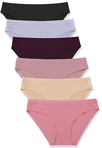 FINETOO 6 Pack Women’s Seamless Hipster Underwear No Show Panties Invisibles Briefs Soft Stretch Bikini Underwears XS-XXL(XS)