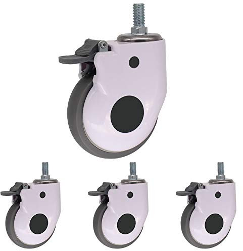YJDQJL 4 Rotelle/Rotelle con Stelo Filettato, Rotelle Girevoli Silenziose 3/4 / 5inTPR / Rotelle con Freno, per Apparecchiature Mediche, Carrelli/B / 100 millimetri