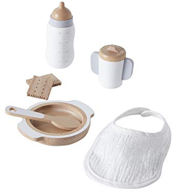 VERTBAUDET Set Accessoires Repas Poupon en Bois Blanc TU