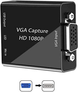 VGA videoinspelningskort, HD VGA capture kort, HDMI Grabber Capture Streama inspelning och delning via VGA-kamera eller VGA-enhet, stöder videoinspelning direktöverföring