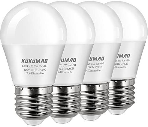 LED Bulb 3W 25 Watt Equivalent , Night Stand Bulb Table Lamp Bulb A15 Light Bulbs Warm White 2700K LED Energy Saving E26 Medium Screw Base for Home Light Bulb (3w Warm White (4-Pack))