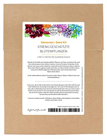 Strikt skyddade blommande växter i Centraleuropa - fröuppsättning med 6 växtsorter som hotas av utrotning i naturen