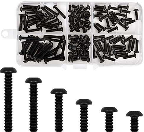 joyan - Juego de tornillos M3 (120 unidades, tornillos M3, tornillos de cabeza avellanada, tornillos M3, tornillos de metal, tornillos de acero al carbono, tornillos de cabeza cilíndrica M3 x