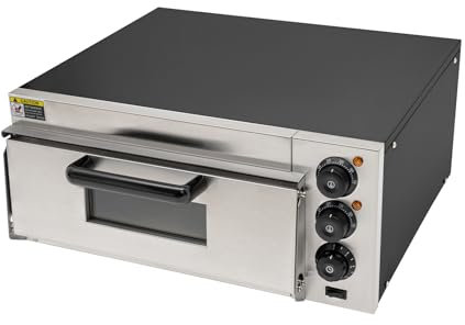 Horno eléctrico de pizza de acero inoxidable, con regulación de temperatura independiente, función de temporizador, horno de piedra refractaria para pan y panadería, 2000 W