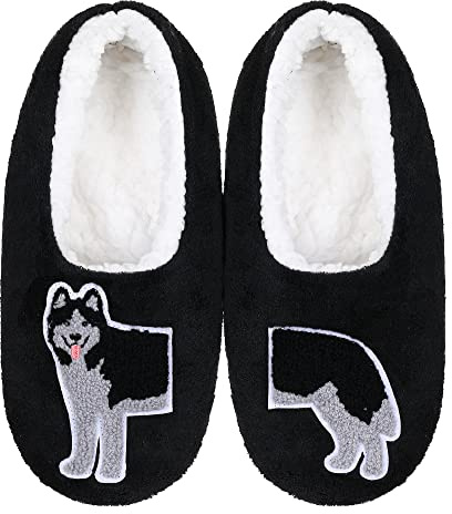 ZYZX Vuxen Fluffiga Slipperstrumpor/Vinter Fleece Foder Soffa Sula Hustofflor/Mysiga plysch Marinblå inomhusstrumpor med grepp/Husky