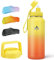 ALongSong Thermosflasche 1 Liter Edelstahl (BPA-frei) mit Strohhalm– 24h Warm & 48h Kalt, Auslaufsicher mit 2 Deckeln, Rutschfeste Silikonbasis Isolierte Trinkflasche/Wasserflasche für Sport Büro