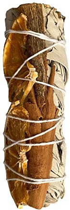 VIE Pack of 1 White Sage Smudge Stick 4” with Cinnamon & Orange – Hand-Tied Sage Stick for Energy Cleansing, Meditation, Protection, Spiritual Healing & Home Fragrance – Natural & Sustainably Sourced