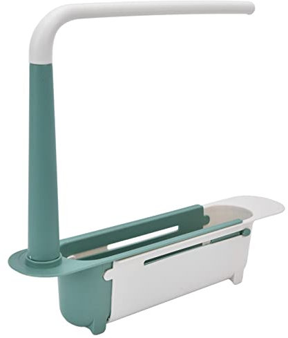 Lwuey Scaffale per Lavello Telescopico,Supporto Multiuso Cucina Organizer Sink Sponge Supporto Telescoping Cestello Scarico Storage Rack Portaspugne con Portasciugamani Spugne Spazzole Stracc