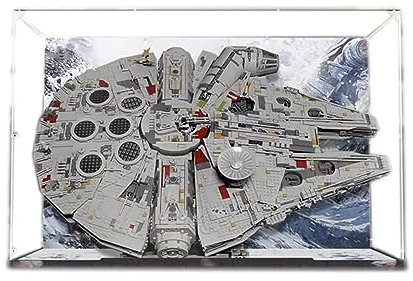 Vitrine en acrylique pour Lego Star Wars Ultimate Millennium Falcon 75192 - Boîte de rangement anti-poussière et anti-UV (fond debout B)