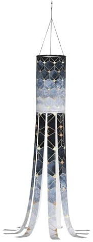 YQTGBCED Manica a vento blu con stampa di esagoni e diamanti autunnali,Decorazione da appendere all'aperto per il Ringraziamento,Manica a vento fantasma in poliestere